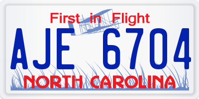 NC license plate AJE6704
