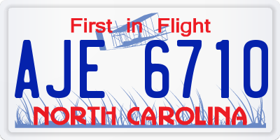 NC license plate AJE6710