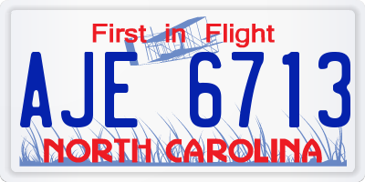 NC license plate AJE6713
