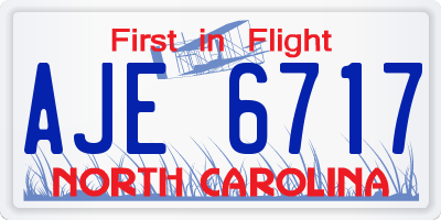NC license plate AJE6717