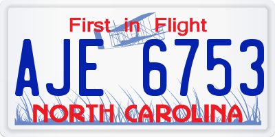 NC license plate AJE6753