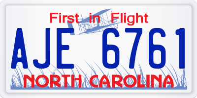 NC license plate AJE6761