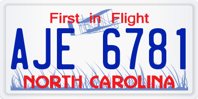 NC license plate AJE6781
