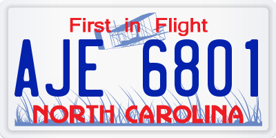 NC license plate AJE6801