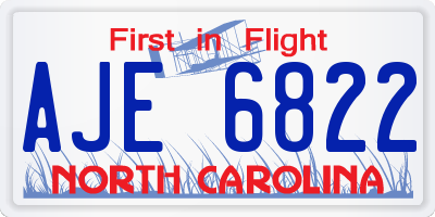 NC license plate AJE6822