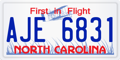 NC license plate AJE6831