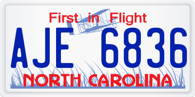 NC license plate AJE6836