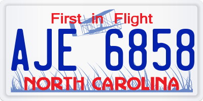 NC license plate AJE6858