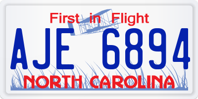 NC license plate AJE6894