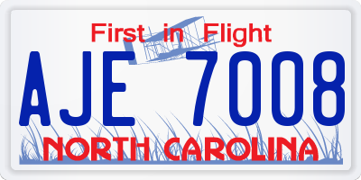 NC license plate AJE7008
