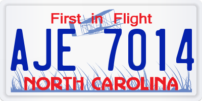 NC license plate AJE7014