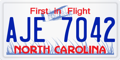 NC license plate AJE7042