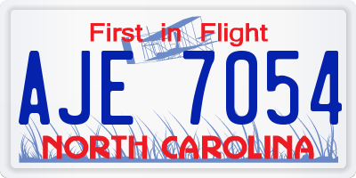 NC license plate AJE7054