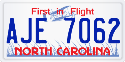 NC license plate AJE7062
