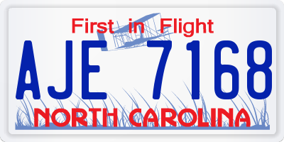 NC license plate AJE7168
