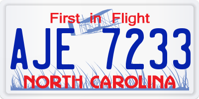 NC license plate AJE7233