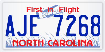 NC license plate AJE7268
