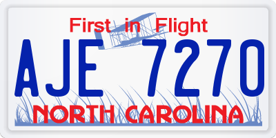 NC license plate AJE7270