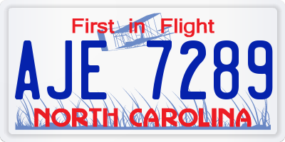 NC license plate AJE7289