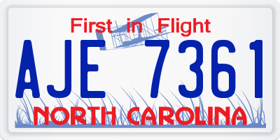 NC license plate AJE7361