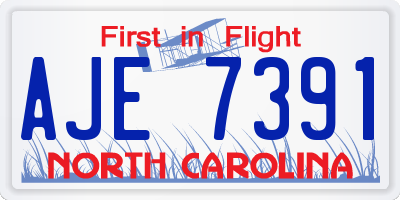 NC license plate AJE7391