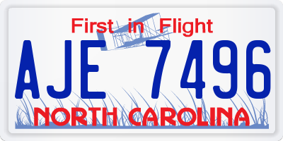 NC license plate AJE7496