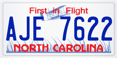 NC license plate AJE7622