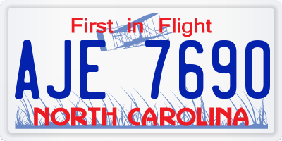 NC license plate AJE7690