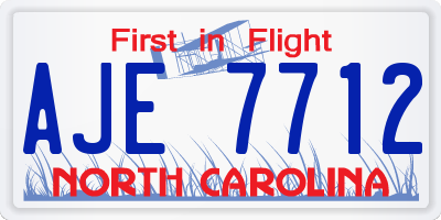 NC license plate AJE7712