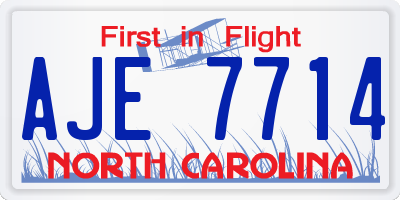 NC license plate AJE7714