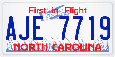 NC license plate AJE7719