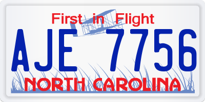 NC license plate AJE7756