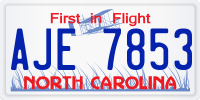 NC license plate AJE7853