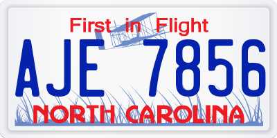 NC license plate AJE7856