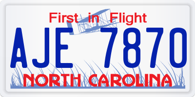 NC license plate AJE7870