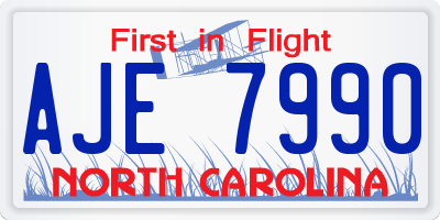 NC license plate AJE7990