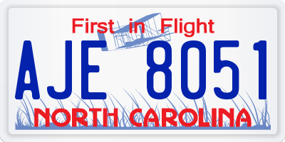 NC license plate AJE8051