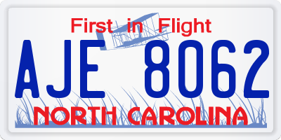 NC license plate AJE8062