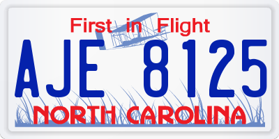 NC license plate AJE8125