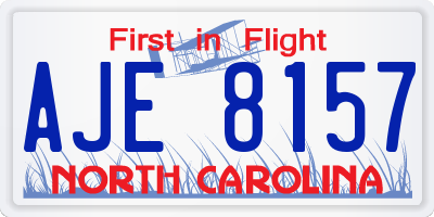 NC license plate AJE8157