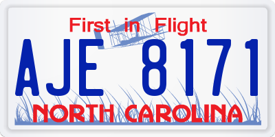 NC license plate AJE8171