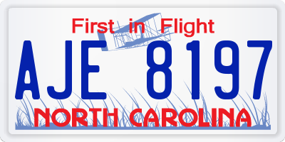 NC license plate AJE8197