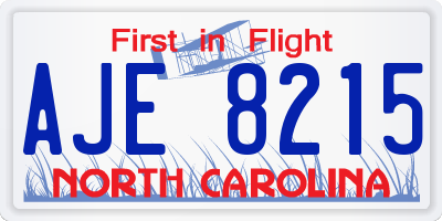 NC license plate AJE8215