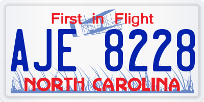 NC license plate AJE8228