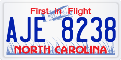 NC license plate AJE8238