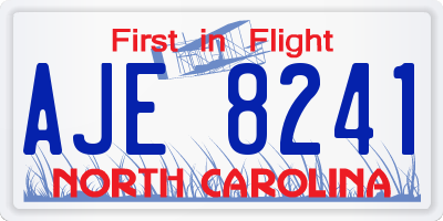 NC license plate AJE8241