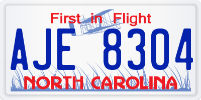 NC license plate AJE8304