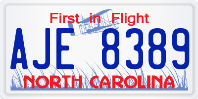 NC license plate AJE8389