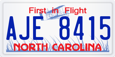 NC license plate AJE8415