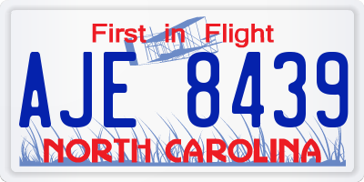 NC license plate AJE8439